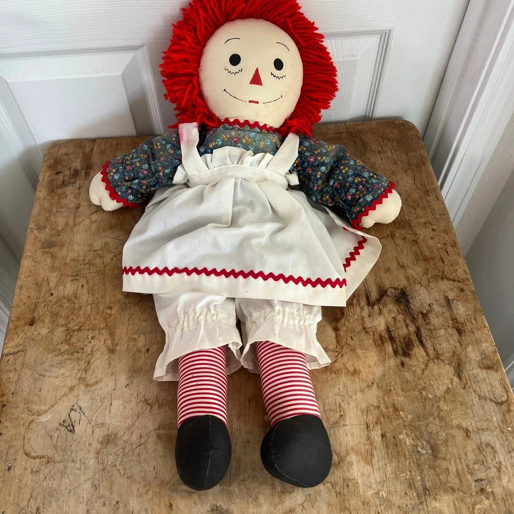 Unbranded Raggedy Ann Andy 26in Plush Set Vintage Style Red White Blue Americana